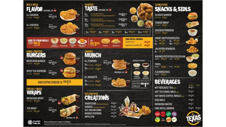 Texas Chicken Menu Malaysia & Latest Prices 2025