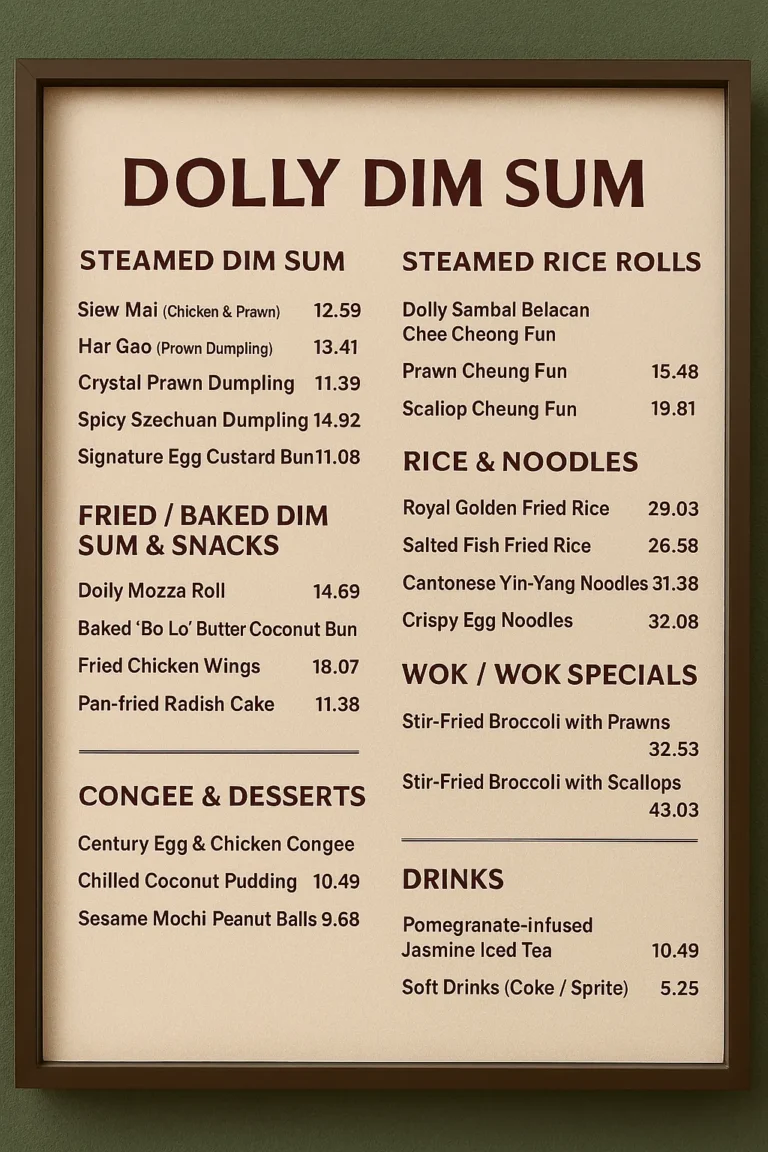 Dolly Dim Sum Menu
